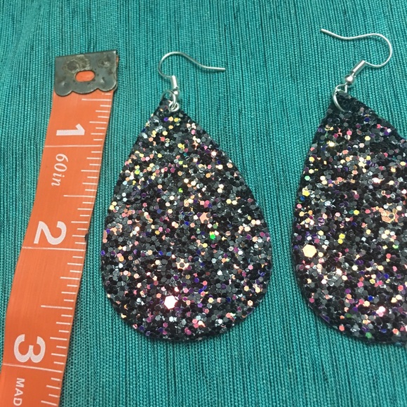 Black Glitter Earrings! - Picture 4 of 6